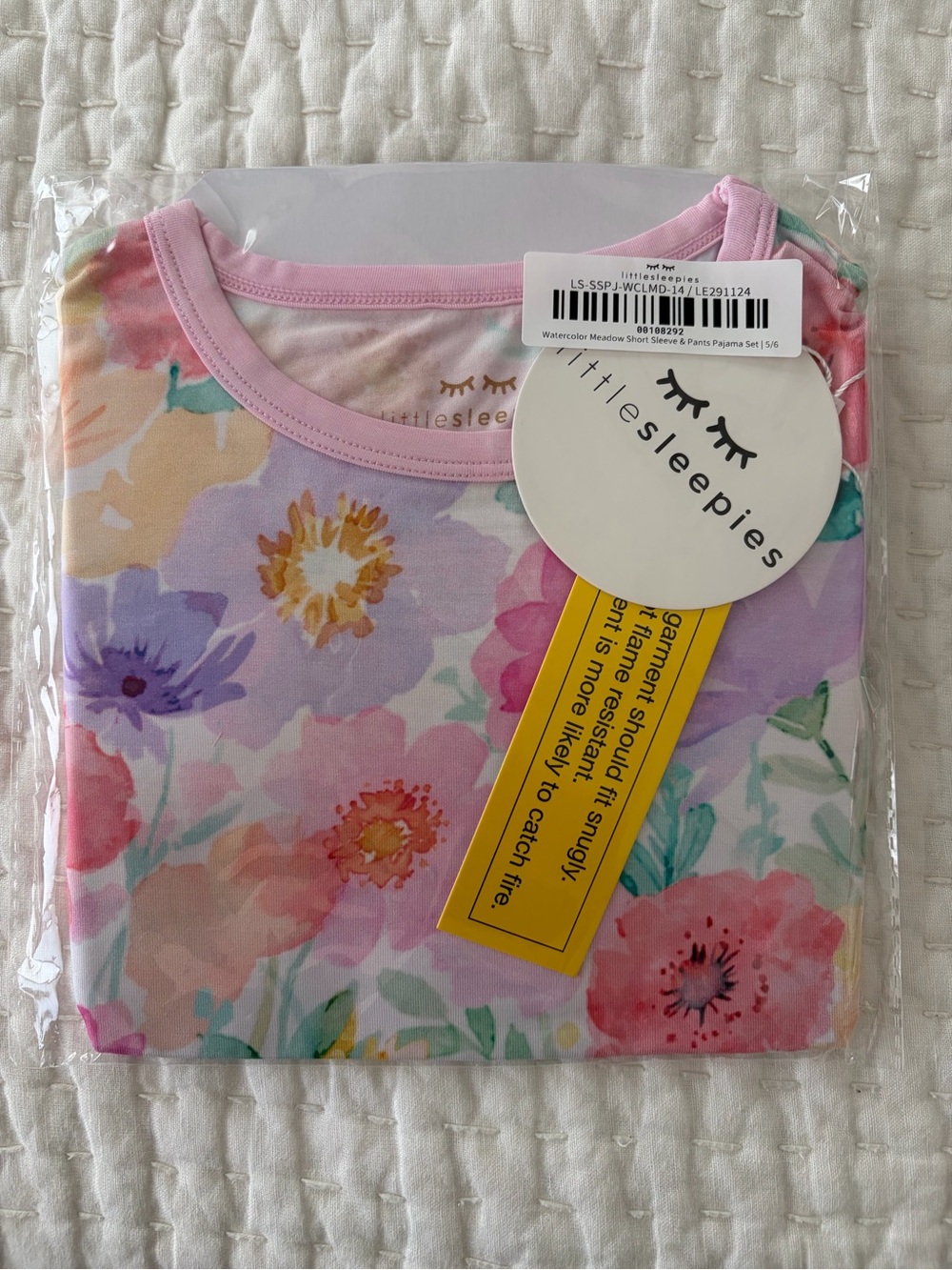 NWT Little Sleepies Bamboo Watercolor Meadow Floral Short Sleeve Tee & Pant Set